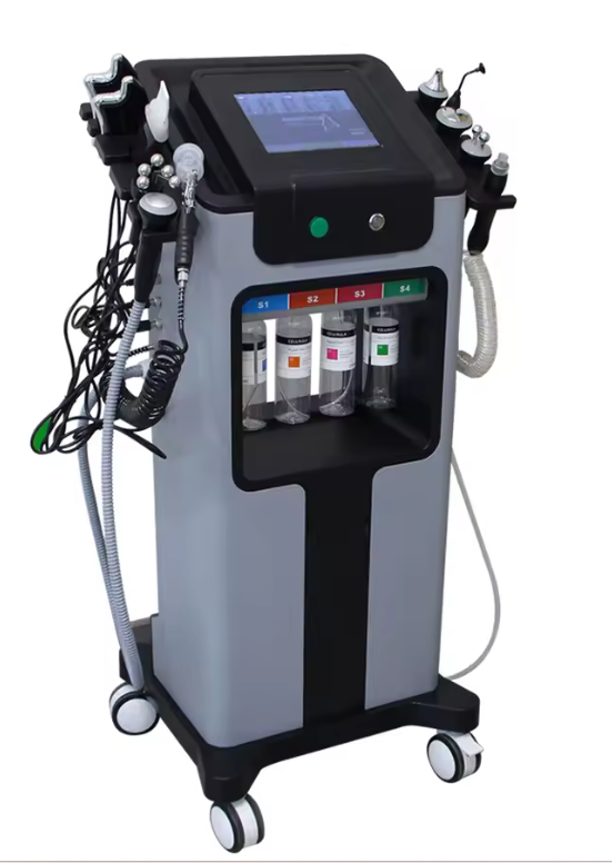 10-in-1 Hydro Dermabrasion Device (Hydra Facial) – Deep cleansing, exfoliation, oxygenation, lifting & serum infusion – with multiple handles