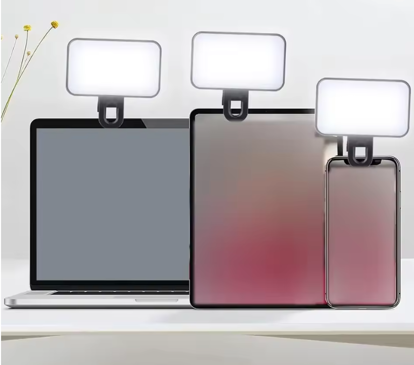 LED Selfie Light with Clip – for Phone, Tablet, and Laptop – 3 Modes