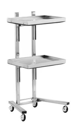 Professional metal trolley / cart with 2 shelves – on wheels – 49 × 89 cm (for salon, clinic, PMU, tattoo)