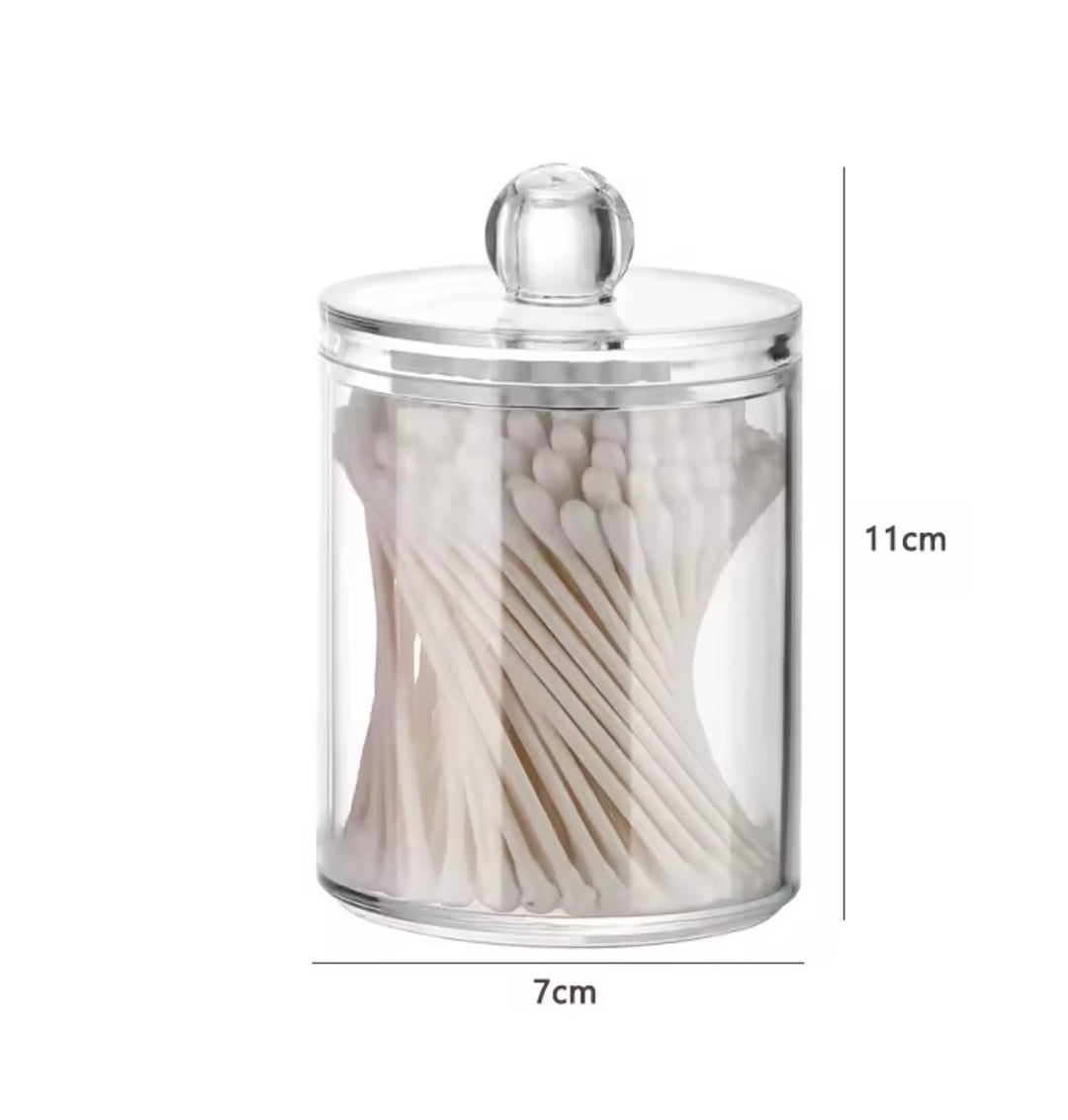 Transparent container with lid (9.4 × 12.8 cm) – elegant jar for bath salts, cosmetics, and accessories