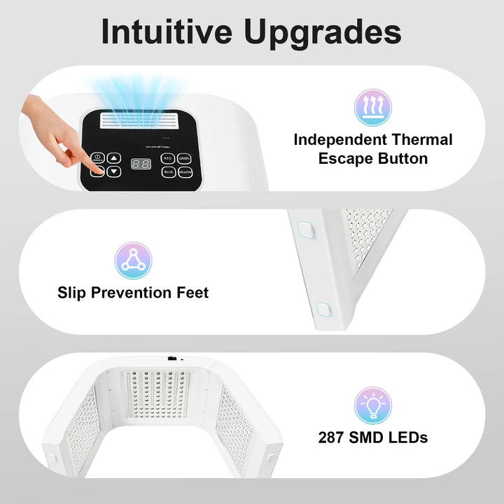 LED Facial Phototherapy Mask 7 Colors – 287 SMD LEDs, 5–60 min Timer, 100–240V